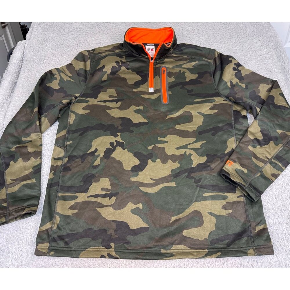 Russell Athletic Camo Quarter Zip Performance Pullover Mens L Outdoor Activewear - Picture 3 of 9
